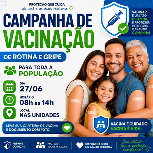 Uchoa abre Unidades de Saúde neste sábado para vacinação contra a gripe