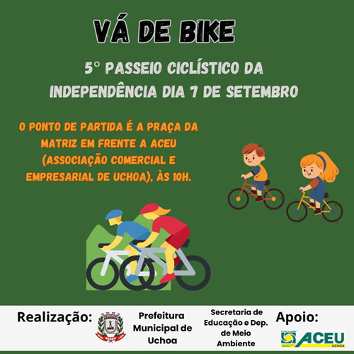 Inscrições abertas para o 5º Passeio Ciclístico “Vá de Bike”