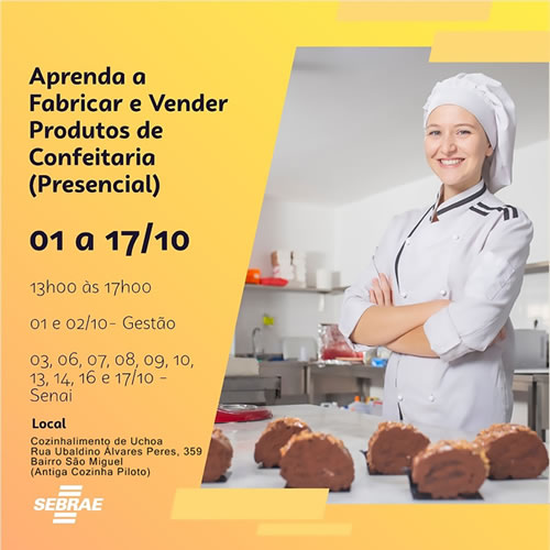 Sebrae Aqui abre inscrições para o Curso de Confeitaria